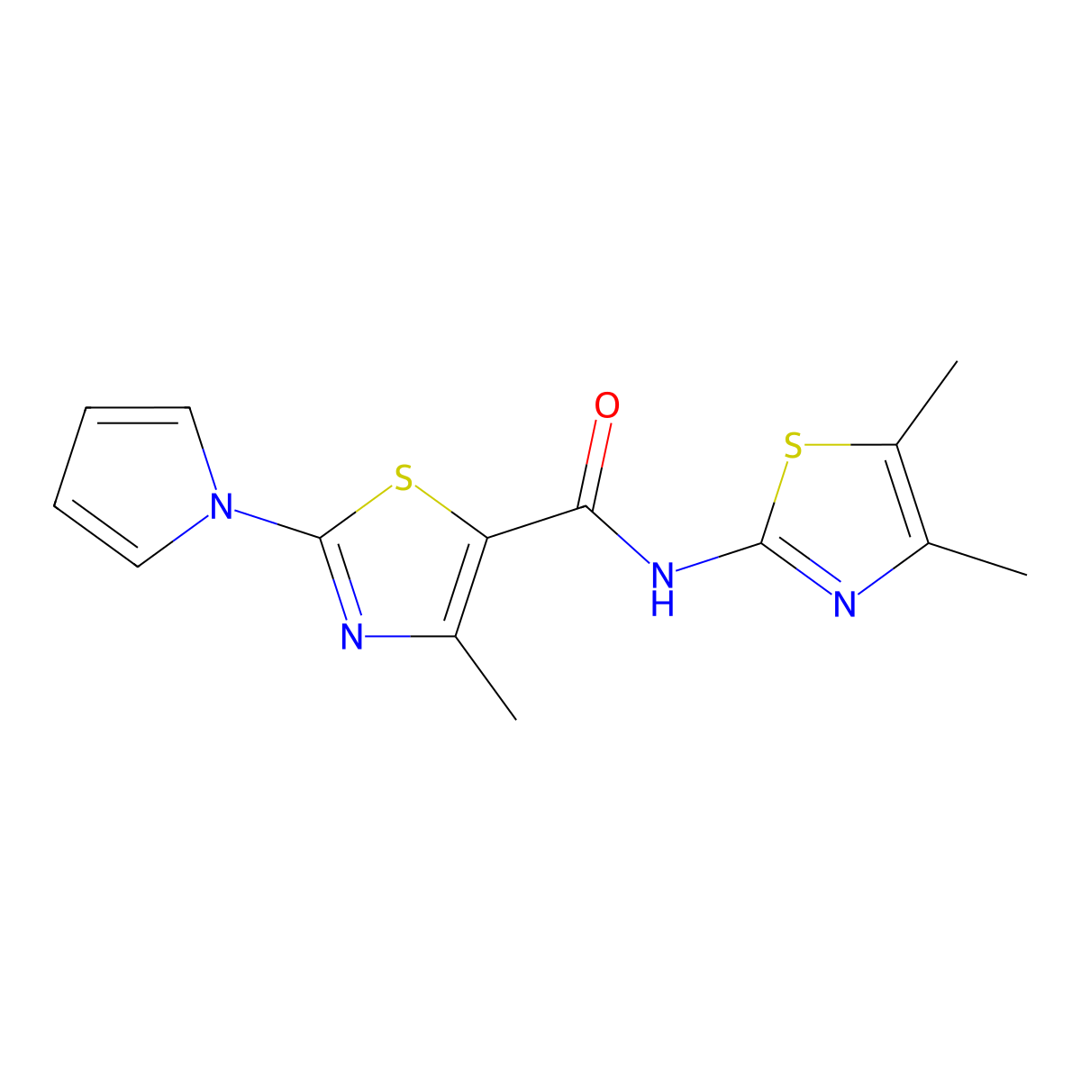 N-(4,5-dimethyl-1,3-thiazol-2-yl)-4-methyl-2-(1H-pyrrol-1-yl)-1,3-thiazole-5-carboxamide molecular structure, CAS 1374549-84-4