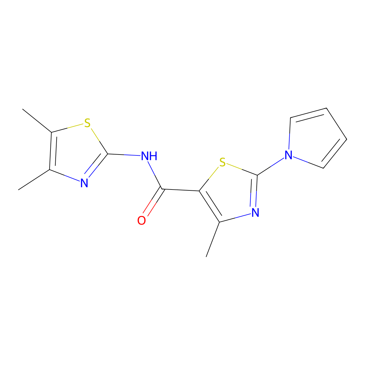 N-(4,5-dimethyl-1,3-thiazol-2-yl)-4-methyl-2-(1H-pyrrol-1-yl)-1,3-thiazole-5-carboxamide molecular structure, CAS 1374549-84-4