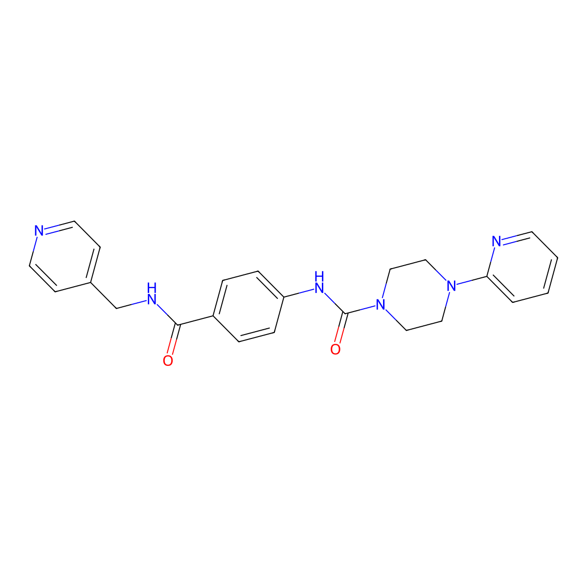 4-(pyridin-2-yl)-N-{4-[(pyridin-4-ylmethyl)carbamoyl]phenyl}piperazine-1-carboxamide molecular structure, CAS 1374549-90-2