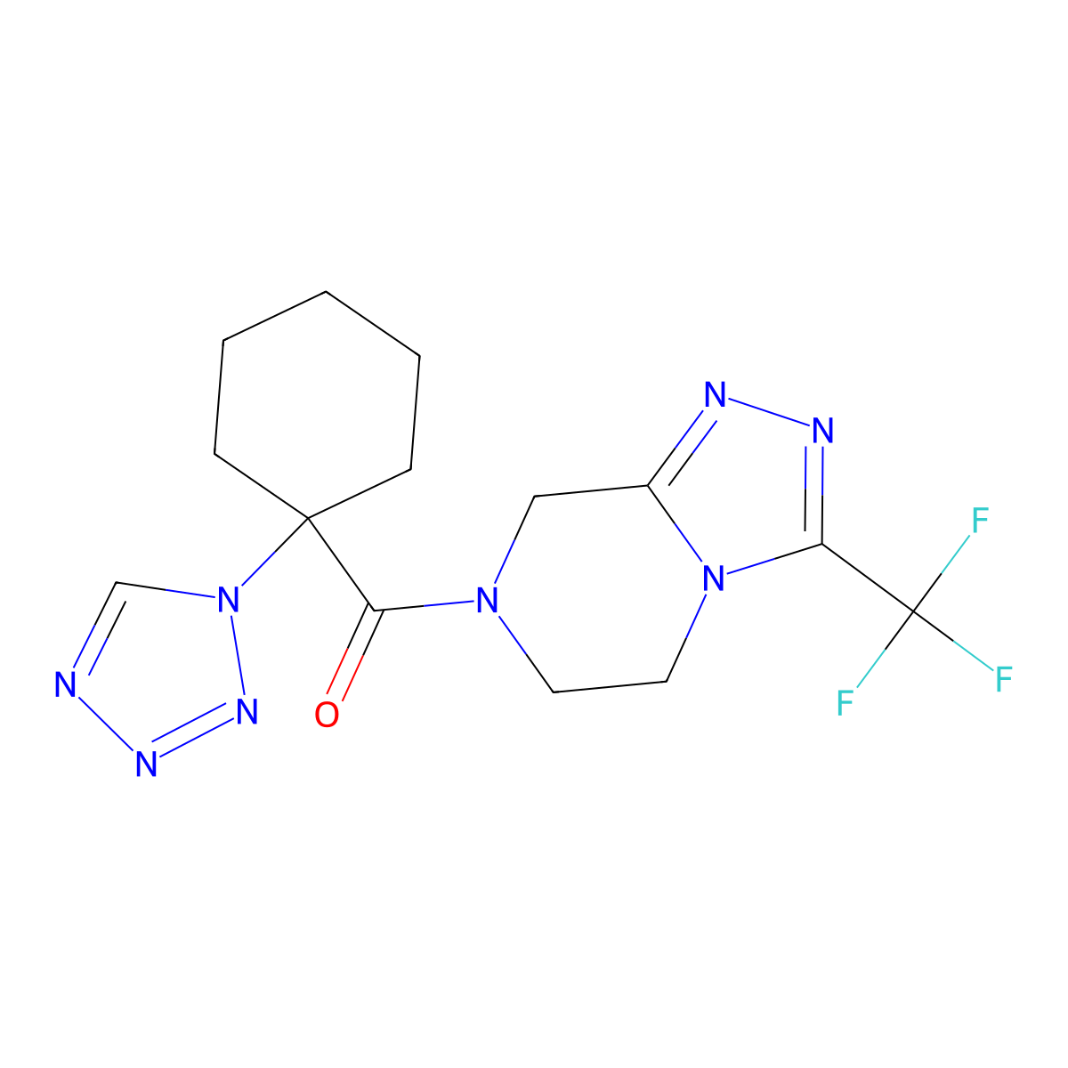 [1-(1H-tetrazol-1-yl)cyclohexyl][3-(trifluoromethyl)-5,6-dihydro[1,2,4]triazolo[4,3-a]pyrazin-7(8H)-yl]methanone molecular structure, CAS 1374550-03-4