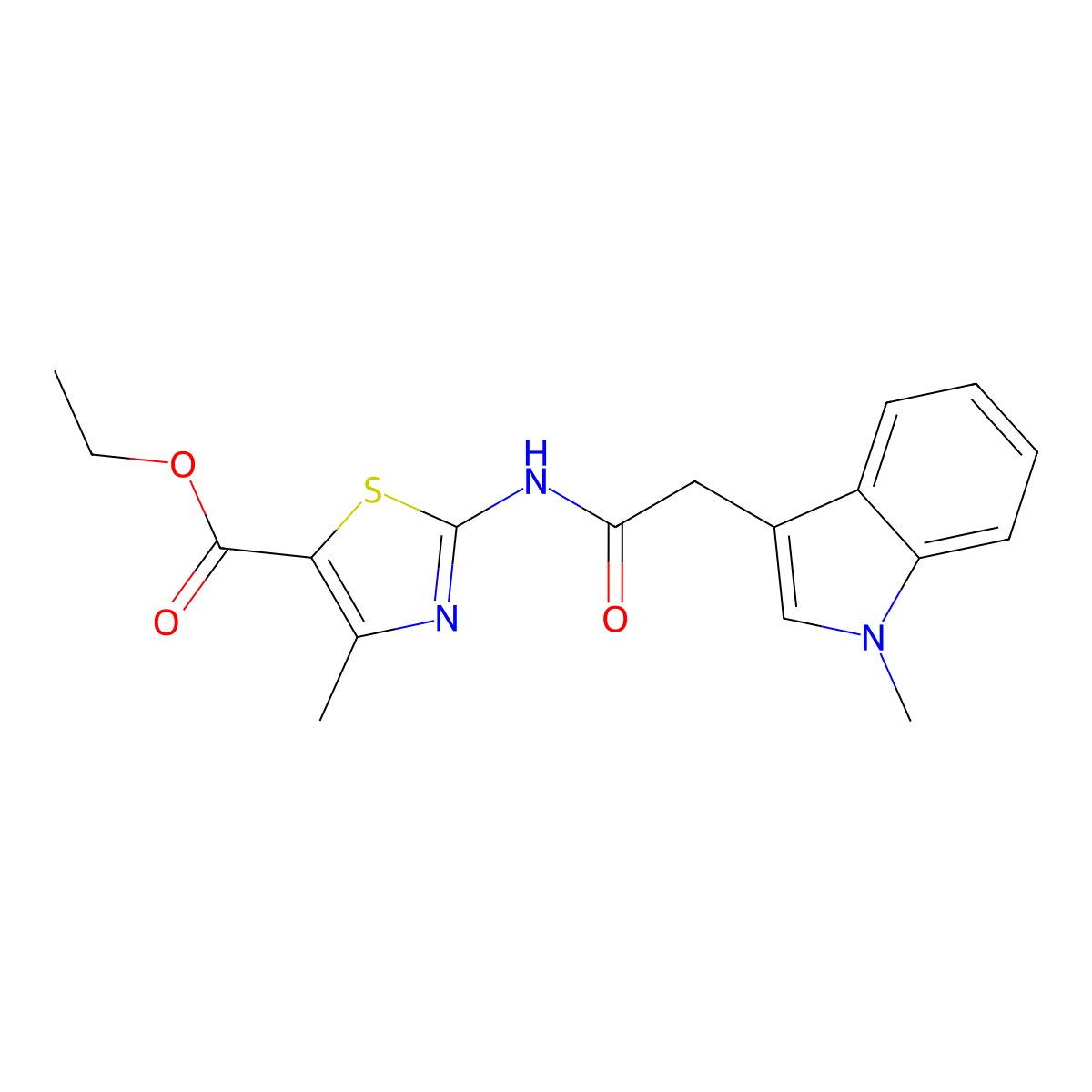 ethyl 4-methyl-2-{[(1-methyl-1H-indol-3-yl)acetyl]amino}-1,3-thiazole-5-carboxylate molecular structure, CAS 1374550-27-2