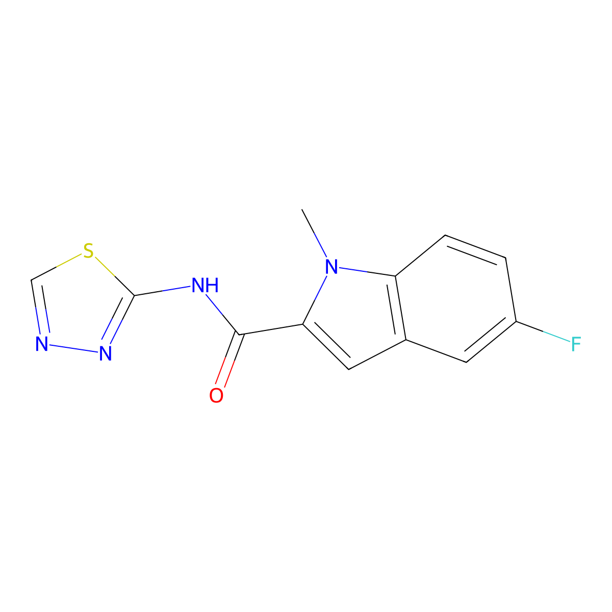 5-fluoro-1-methyl-N-(1,3,4-thiadiazol-2-yl)-1H-indole-2-carboxamide molecular structure, CAS 1374550-38-5