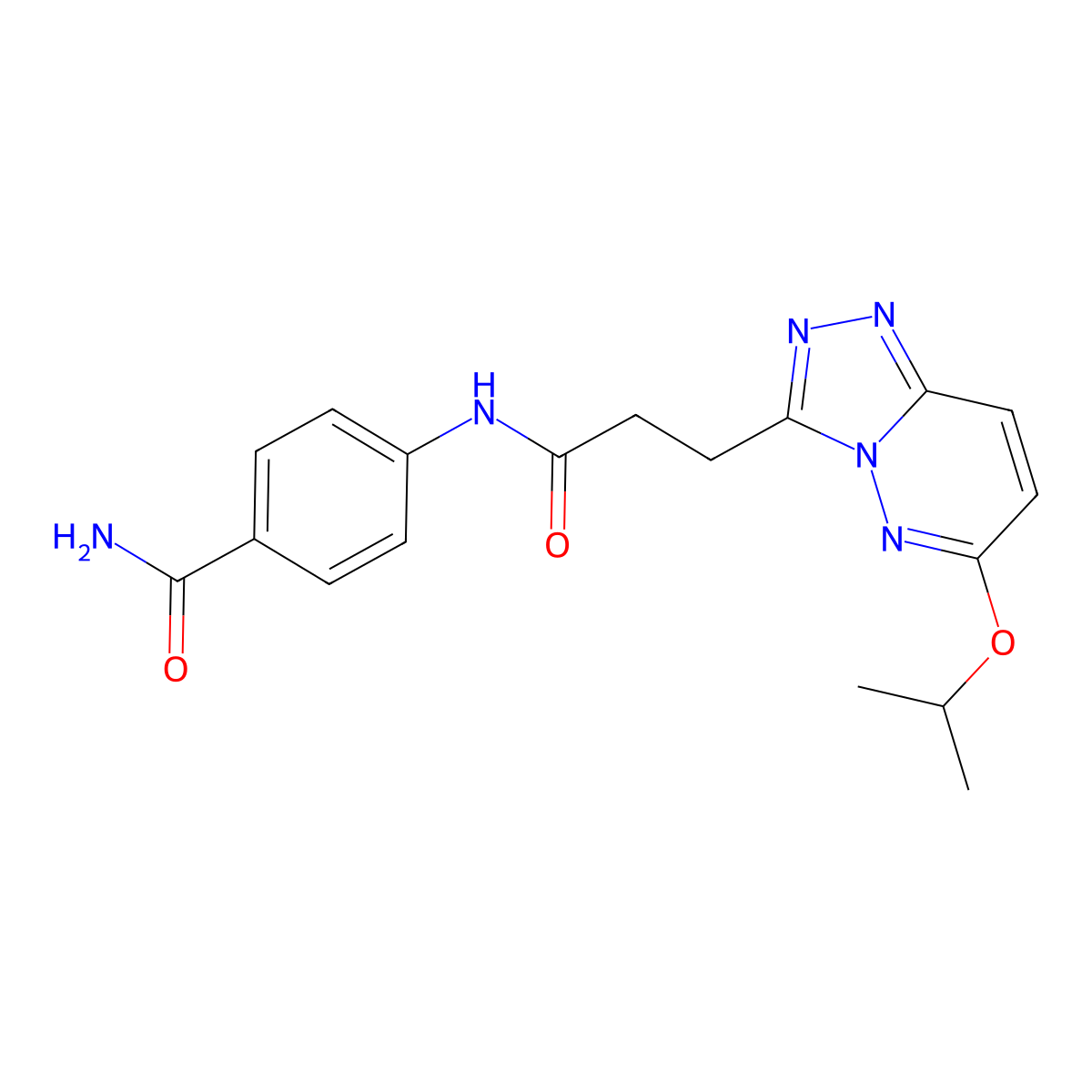 4-({3-[6-(Propan-2-yloxy)[1,2,4]triazolo[4,3-b]pyridazin-3-yl]propanoyl}amino)benzamide molecular structure, CAS 1374550-45-4