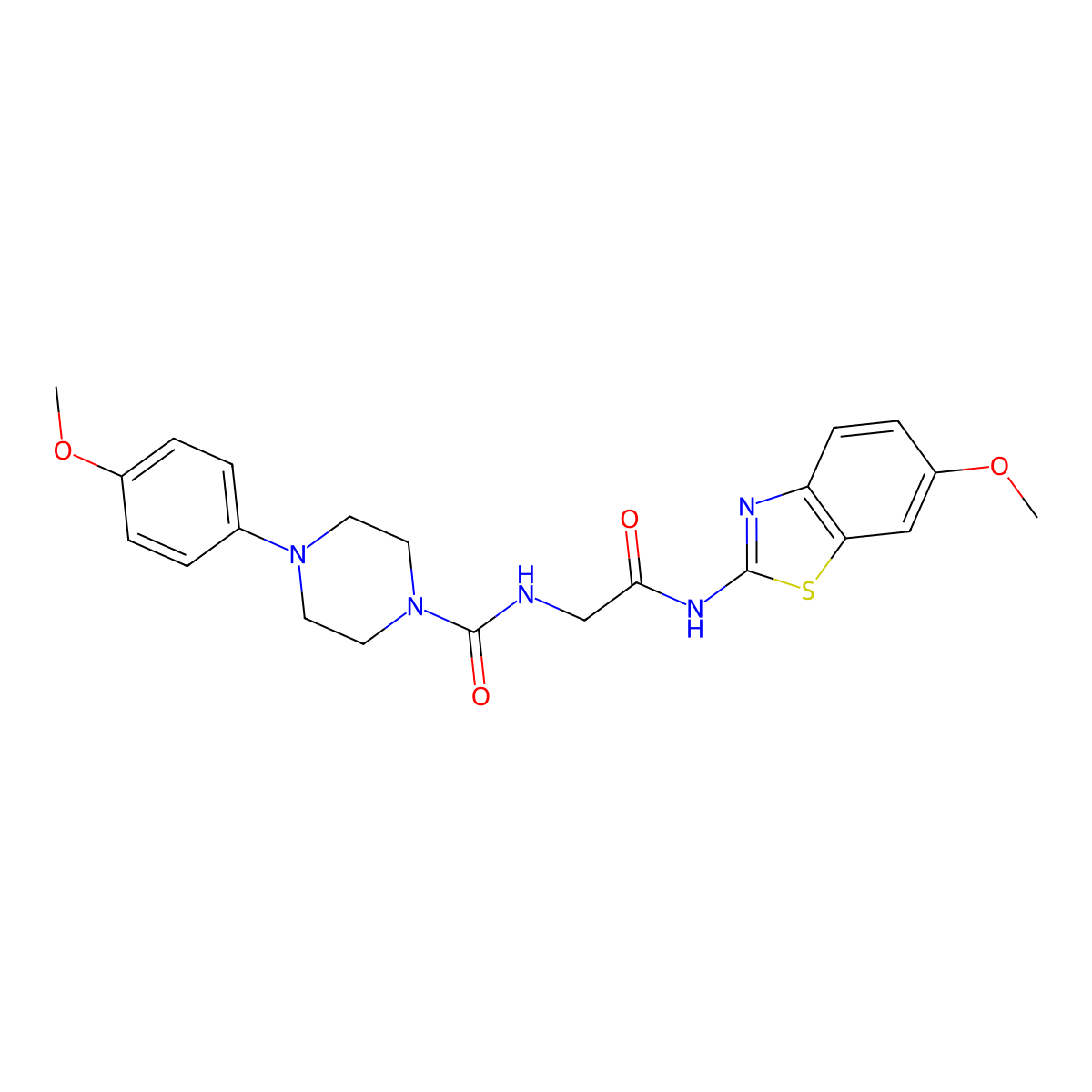 N-{2-[(6-methoxy-1,3-benzothiazol-2-yl)amino]-2-oxoethyl}-4-(4-methoxyphenyl)piperazine-1-carboxamide molecular structure, CAS 1374550-93-2
