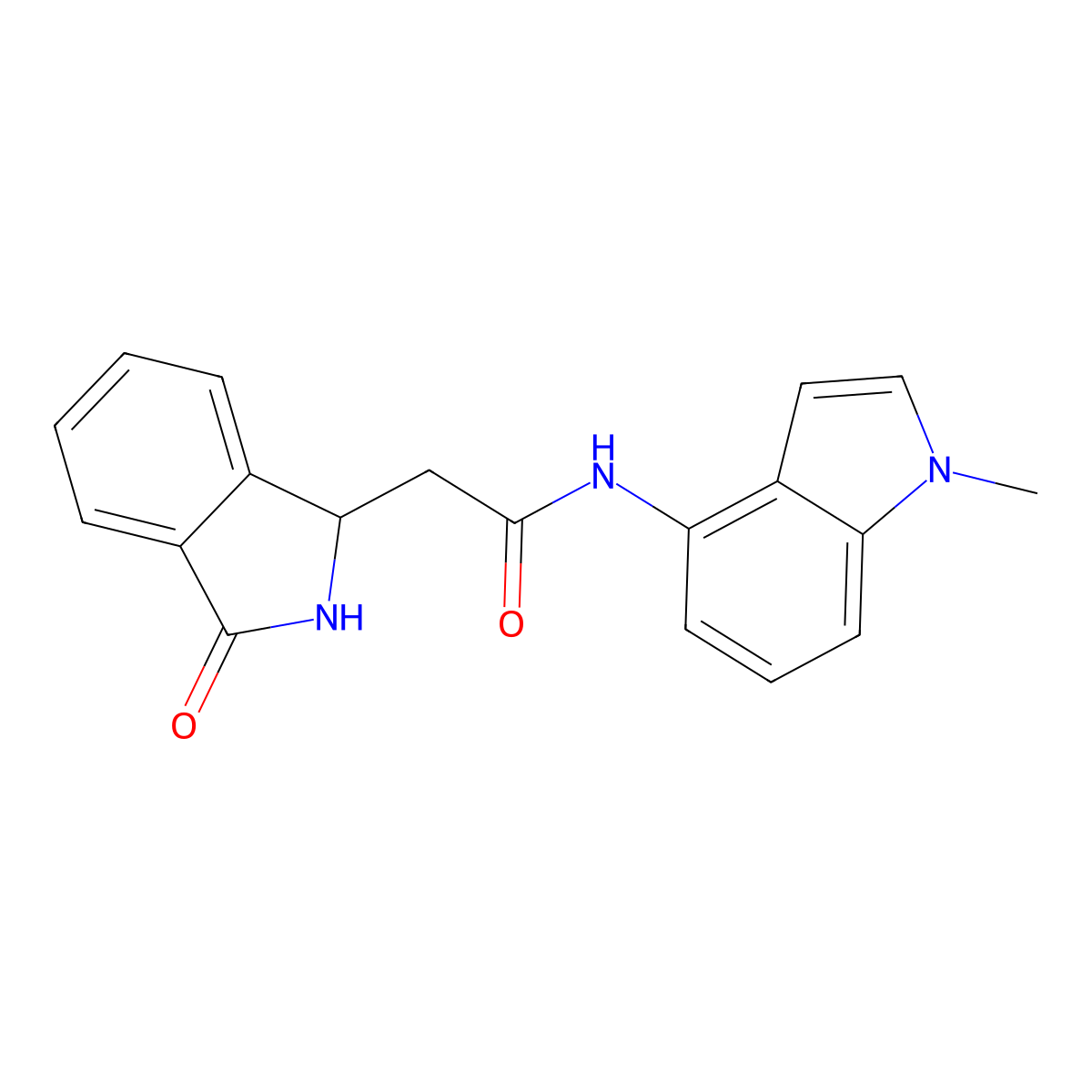 N-(1-methyl-1H-indol-4-yl)-2-(3-oxo-2,3-dihydro-1H-isoindol-1-yl)acetamide molecular structure, CAS 1374551-09-3
