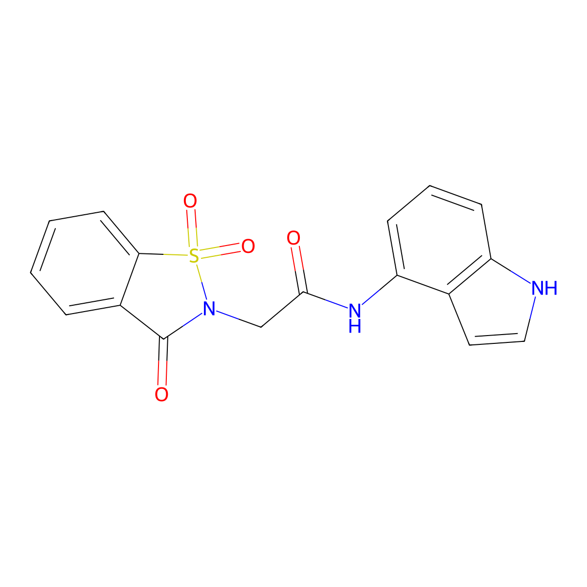 2-(1,1-dioxido-3-oxo-1,2-benzothiazol-2(3H)-yl)-N-(1H-indol-4-yl)acetamide molecular structure, CAS 1374551-16-2