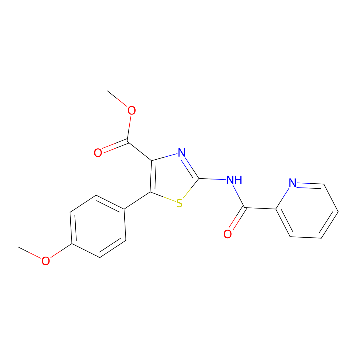 Methyl 5-(4-methoxyphenyl)-2-[(2-pyridylcarbonyl)amino]-1,3-thiazole-4-carboxylate molecular structure, CAS 1374551-19-5