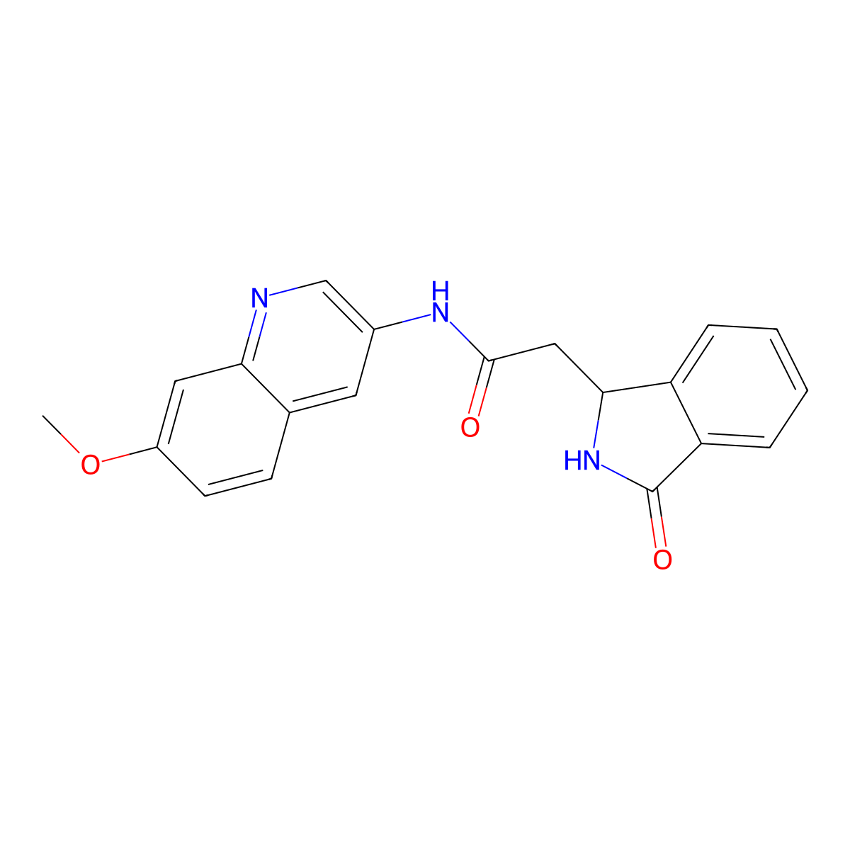 N-(7-methoxyquinolin-3-yl)-2-(3-oxo-2,3-dihydro-1H-isoindol-1-yl)acetamide molecular structure, CAS 1374551-51-5