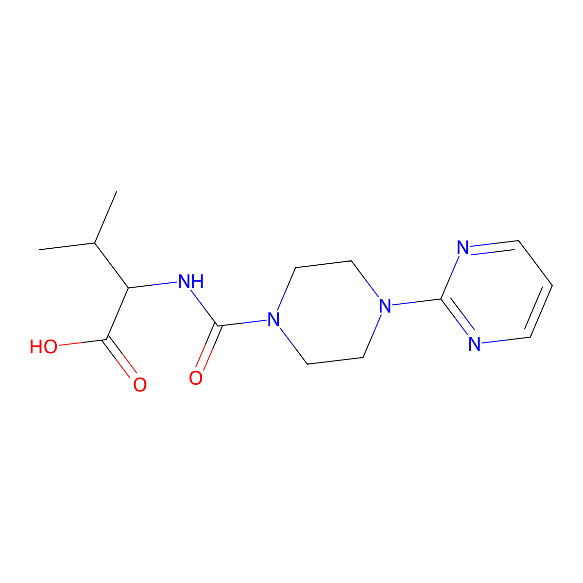 (2S)-3-Methyl-2-{[4-(pyrimidin-2-yl)piperazine-1-carbonyl]amino}butanoic acid molecular structure, CAS 1374565-53-3