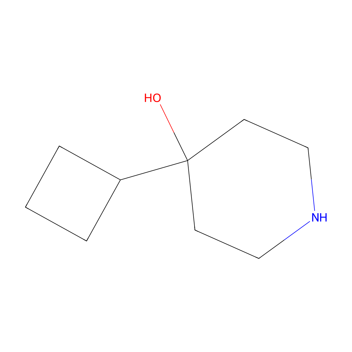 4-Cyclobutylpiperidin-4-ol molecular structure, CAS 1374568-02-1