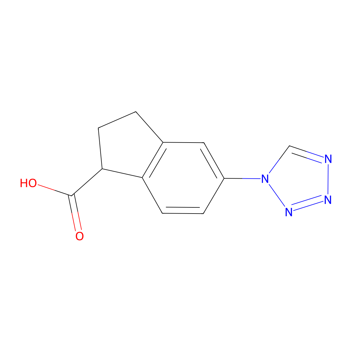 5-(1H-tetrazol-1-yl)-2,3-dihydro-1H-indene-1-carboxylic acid molecular structure, CAS 1374573-47-3