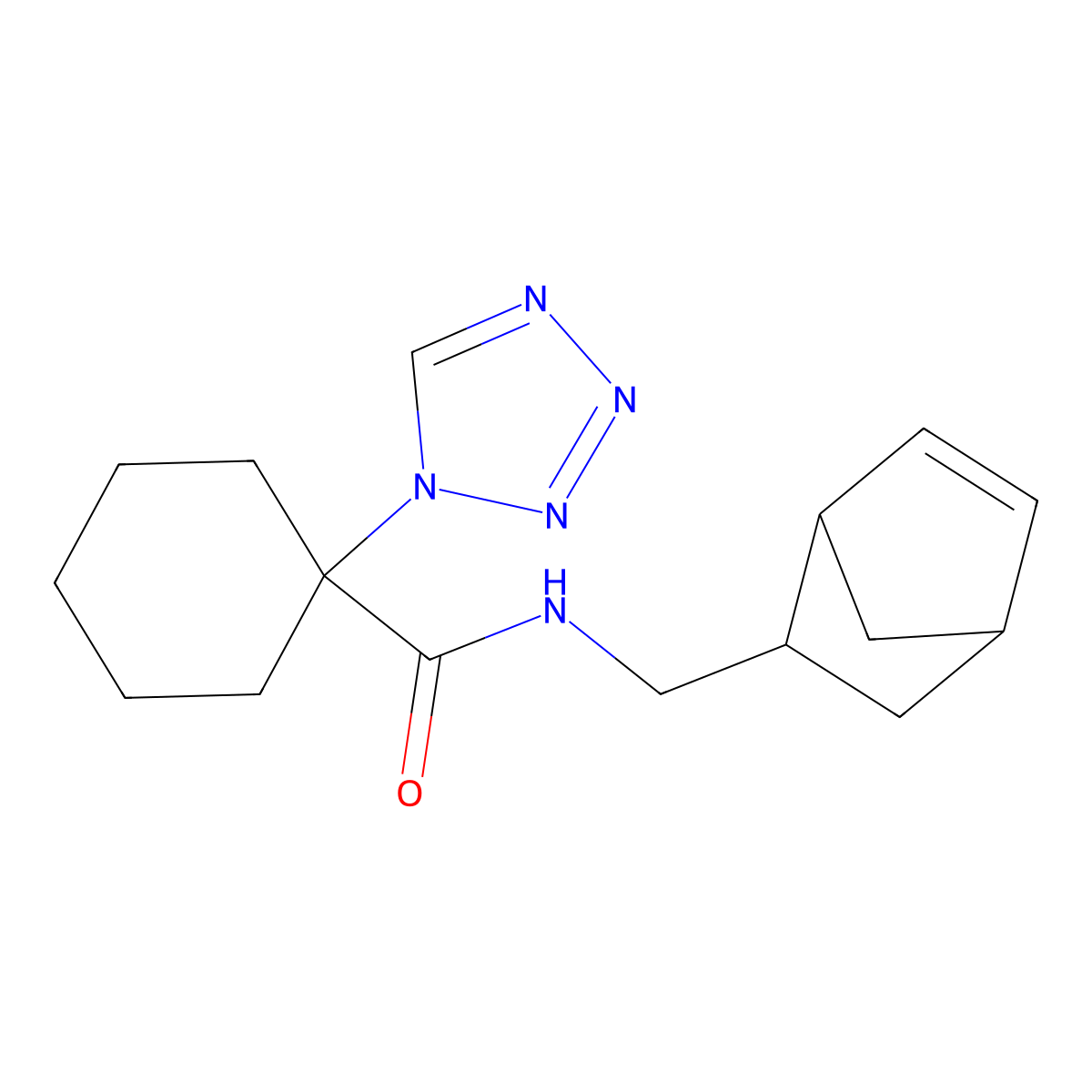 N-(bicyclo[2.2.1]hept-5-en-2-ylmethyl)-1-(1H-1,2,3,4-tetraazol-1-yl)-1-cyclohexanecarboxamide molecular structure, CAS 1374578-90-1