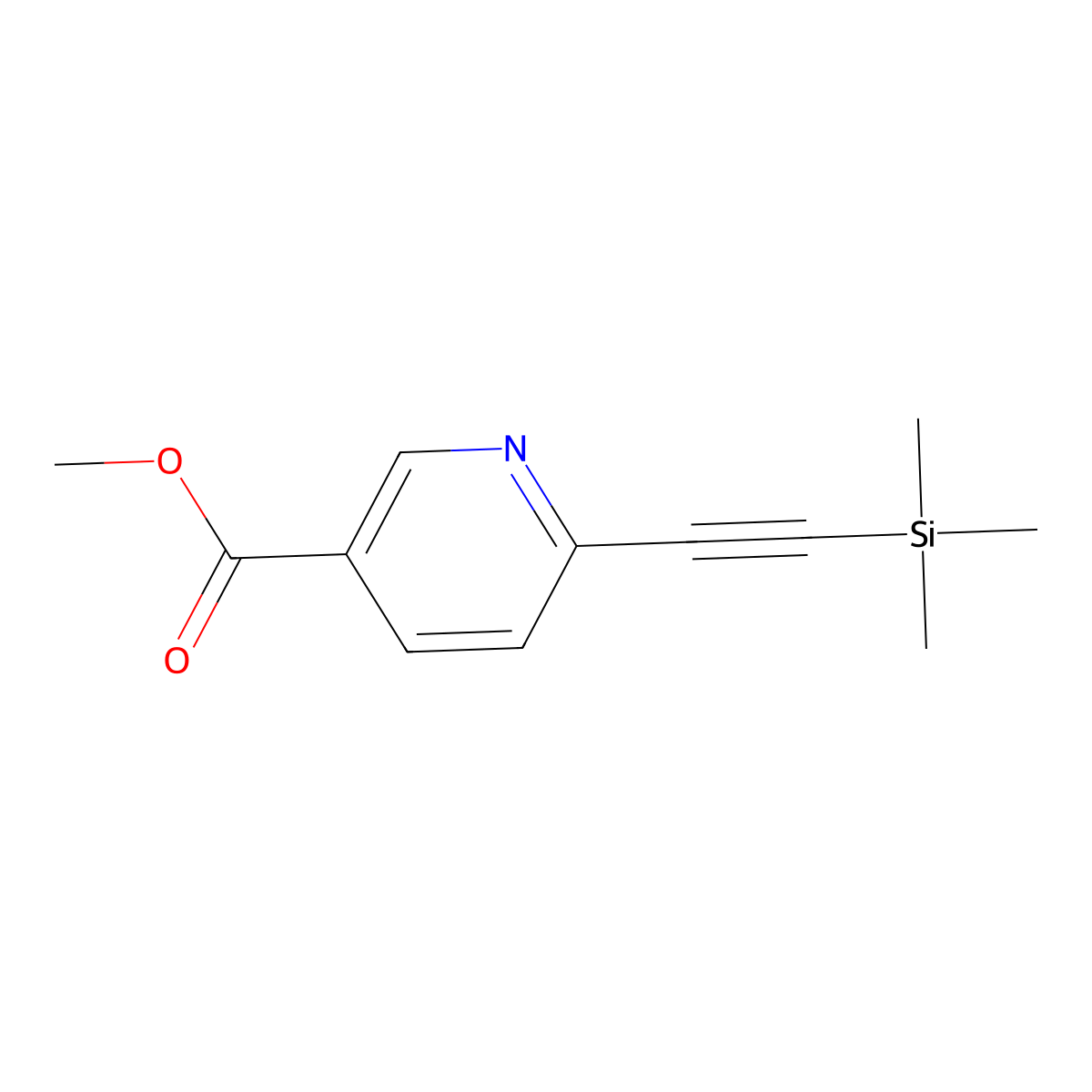 Methyl 6-((trimethylsilyl)ethynyl)nicotinate molecular structure, CAS 1374580-67-2