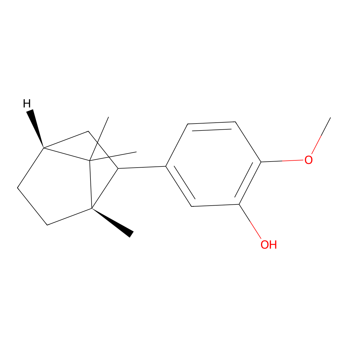 Phenol, 2-methoxy-5-((1R,2R,4S)-1,7,7-trimethylbicyclo(2.2.1)hept-2-yl)-, rel- molecular structure, CAS 13746-58-2