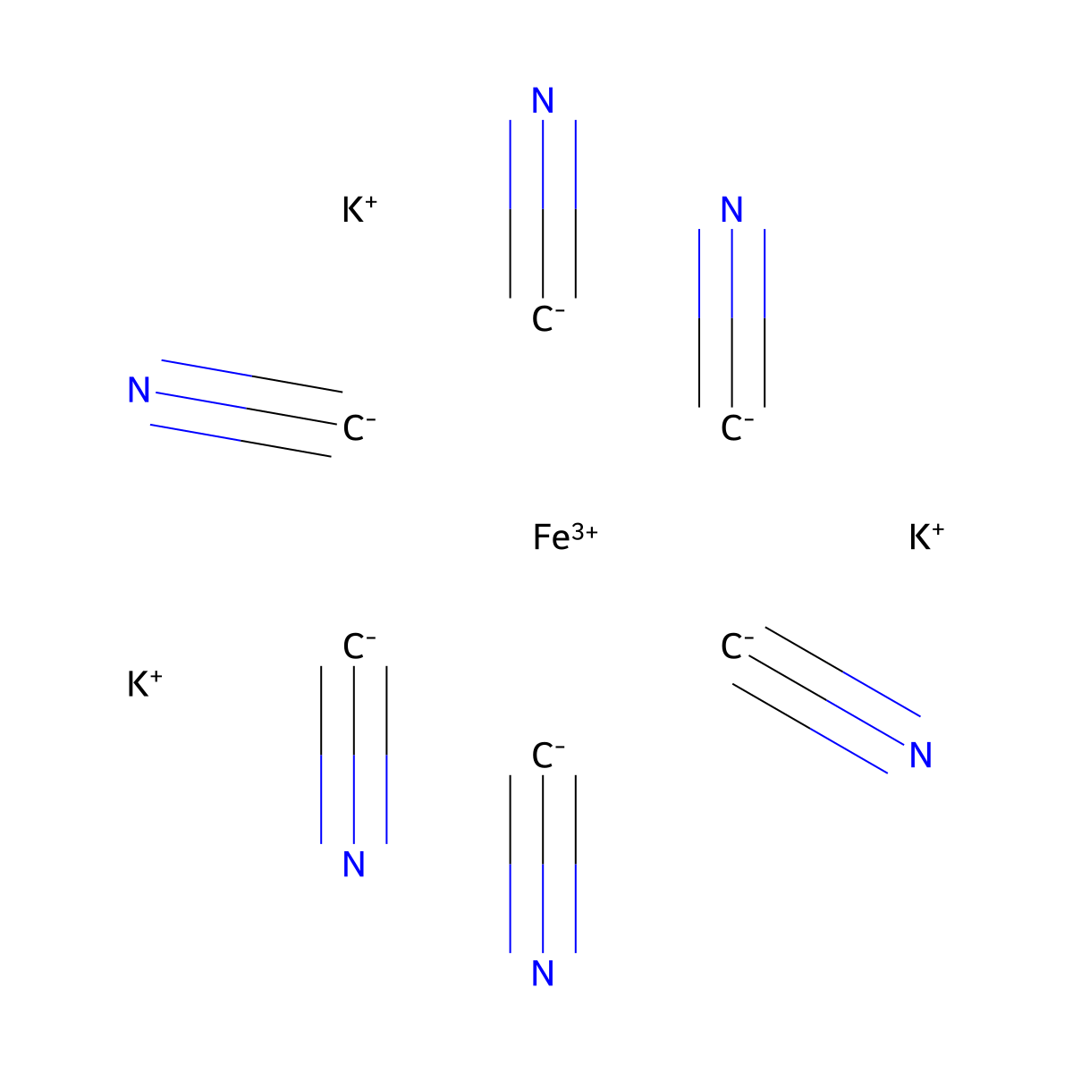 Potassium ferricyanide molecular structure, CAS 13746-66-2