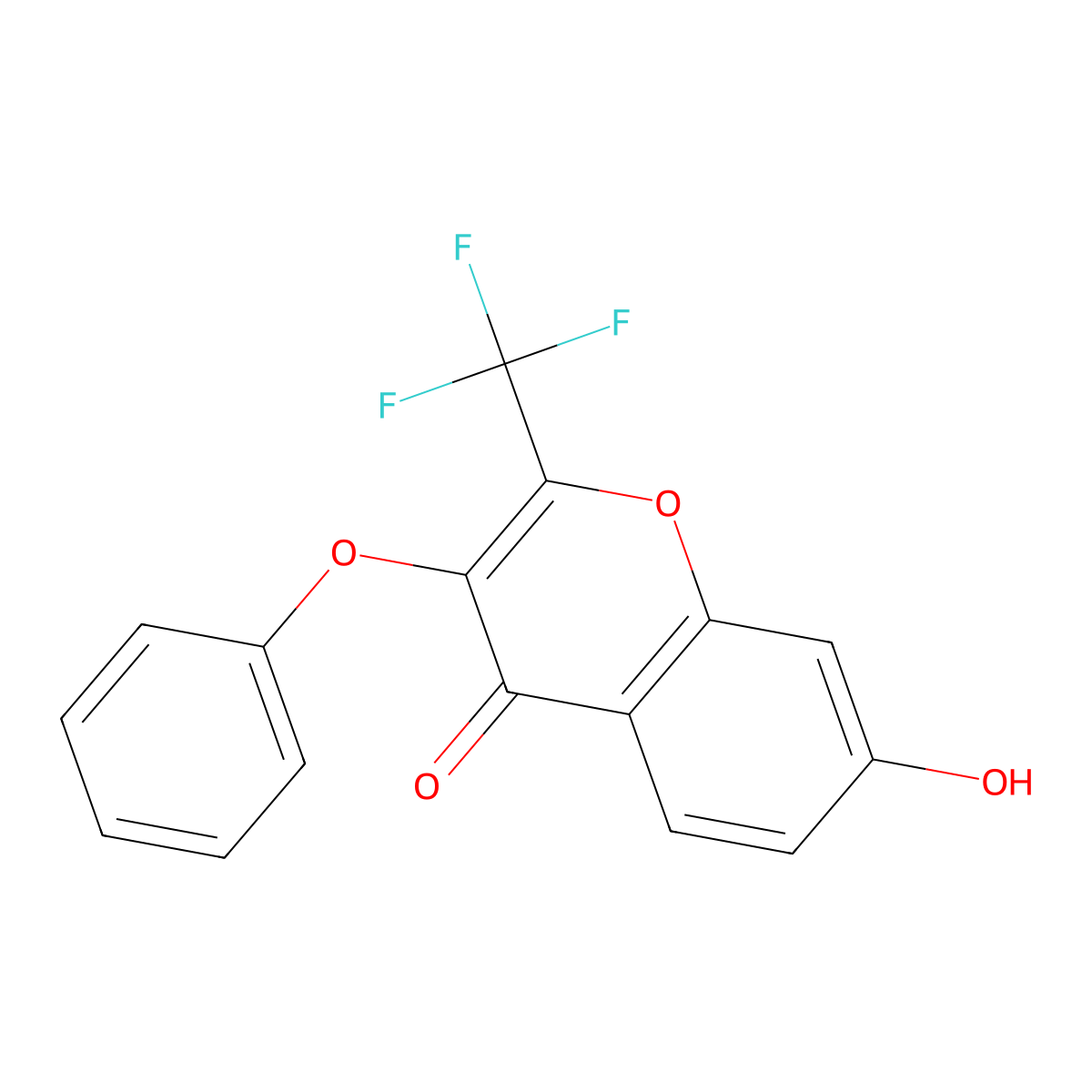 4H-1-Benzopyran-4-one, 7-hydroxy-3-phenoxy-2-(trifluoromethyl)- molecular structure, CAS 137460-59-4