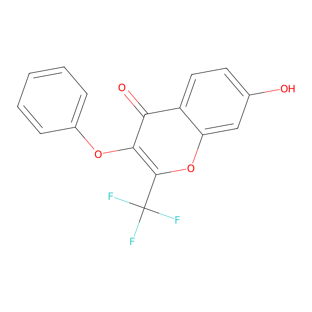 4H-1-Benzopyran-4-one, 7-hydroxy-3-phenoxy-2-(trifluoromethyl)- molecular structure, CAS 137460-59-4