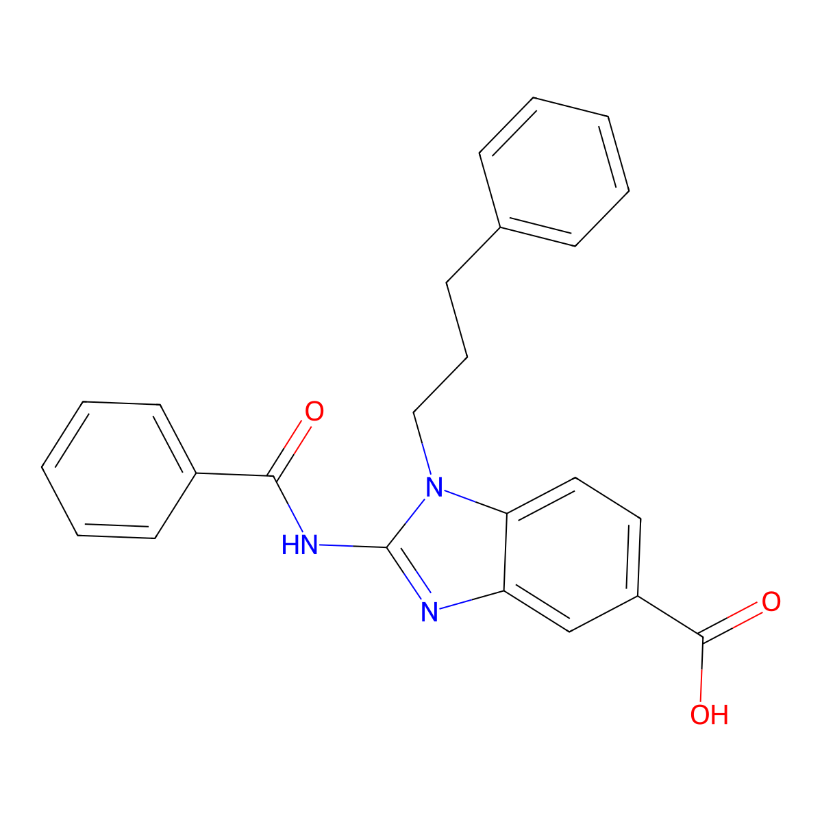 2-(Benzoylamino)-1-(3-phenylpropyl)-1H-benzimidazole-5-carboxylic acid molecular structure, CAS 1374601-41-8
