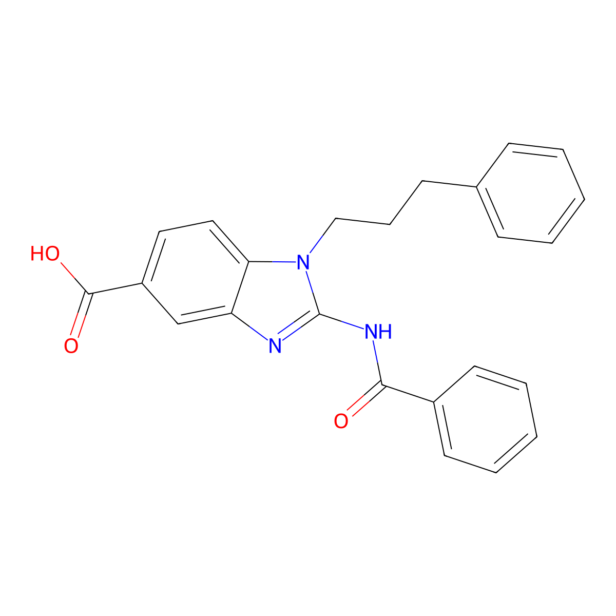 2-(Benzoylamino)-1-(3-phenylpropyl)-1H-benzimidazole-5-carboxylic acid molecular structure, CAS 1374601-41-8
