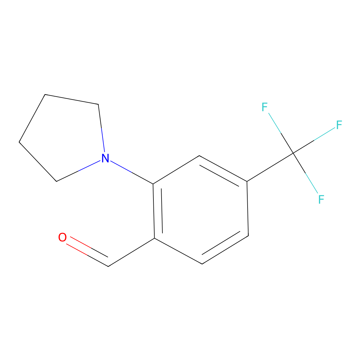 2-(Pyrrolidin-1-yl)-4-(trifluoromethyl)benzaldehyde molecular structure, CAS 1374603-97-0
