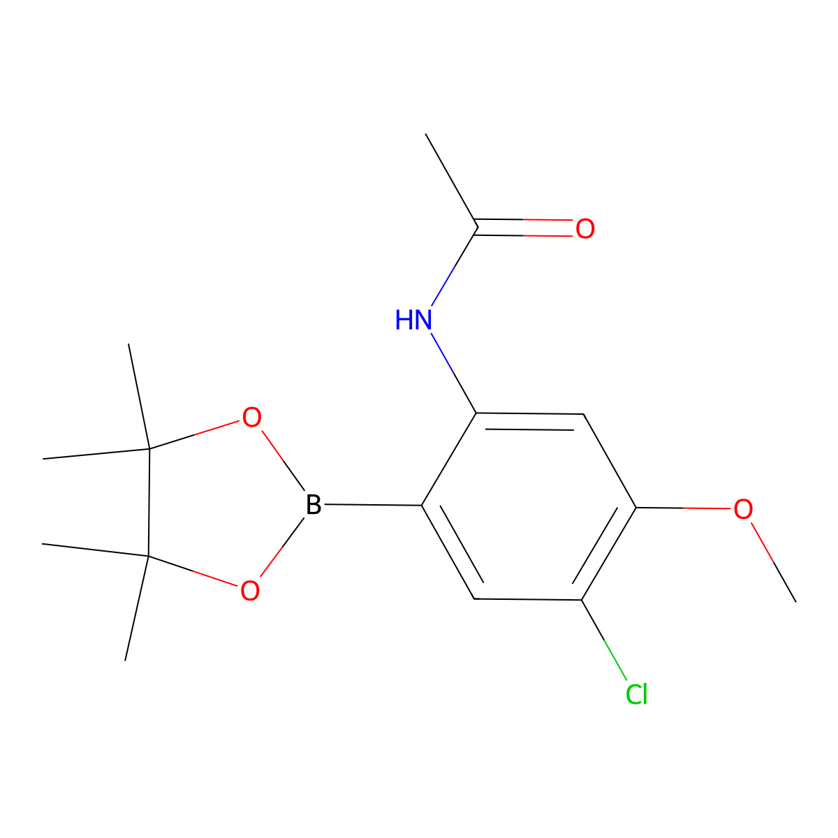 N-(4-chloro-5-methoxy-2-(4,4,5,5-tetramethyl-1,3,2-dioxaborolan-2-yl)phenyl)acetamide molecular structure, CAS 1374606-57-1