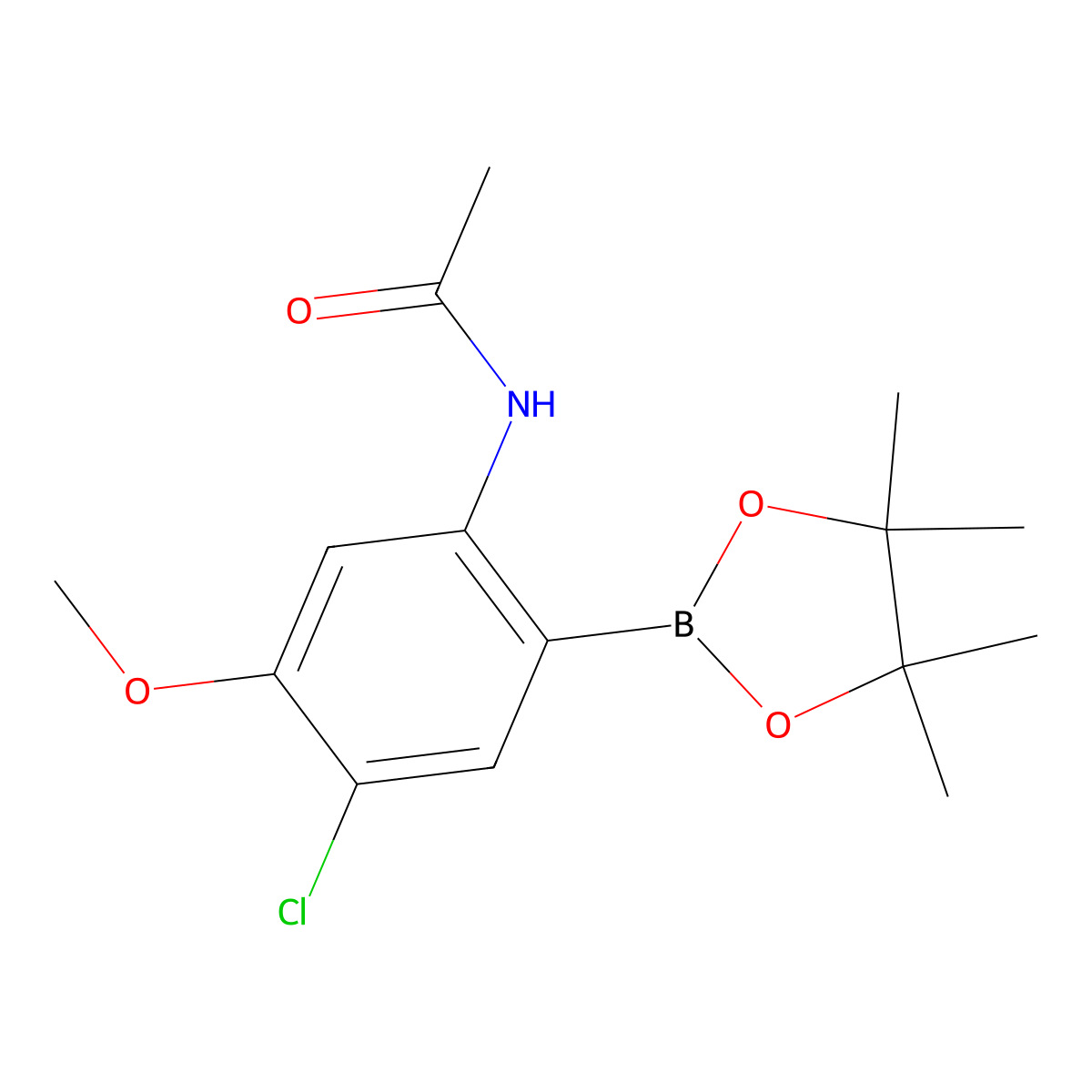 N-(4-chloro-5-methoxy-2-(4,4,5,5-tetramethyl-1,3,2-dioxaborolan-2-yl)phenyl)acetamide molecular structure, CAS 1374606-57-1