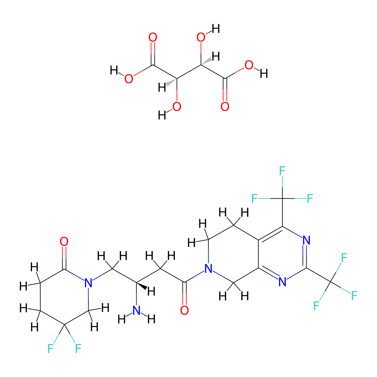 Gemigliptin tartrate molecular structure, CAS 1374639-74-3