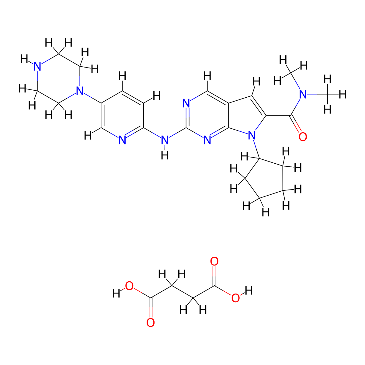 Ribociclib Succinate molecular structure, CAS 1374639-75-4