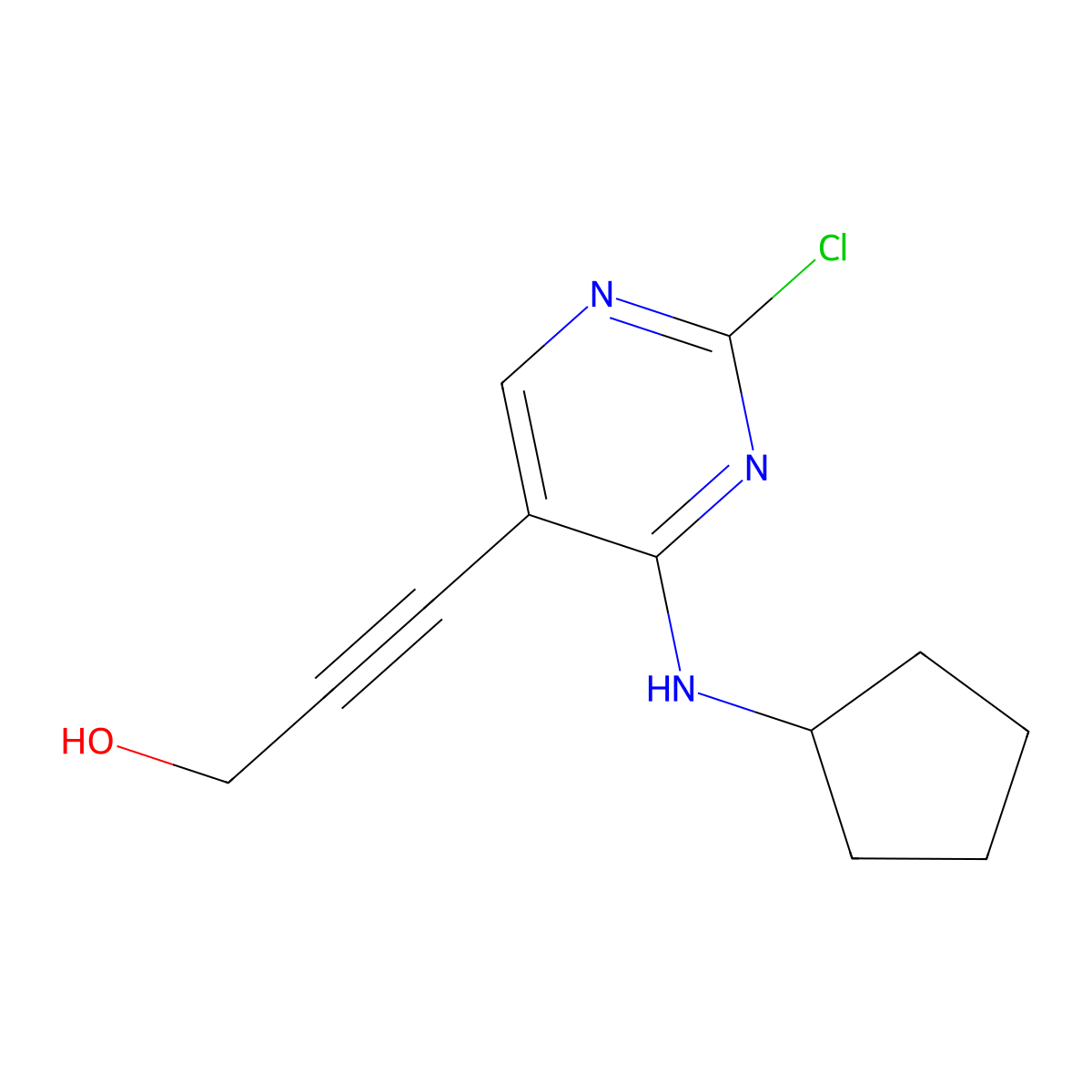 3-(2-Chloro-4-(cyclopentylamino)-5-pyrimidinyl)-2-propyn-1-ol molecular structure, CAS 1374639-76-5