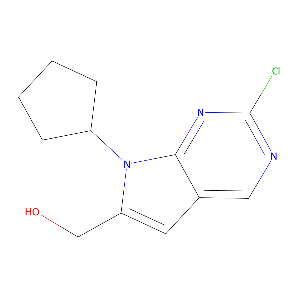2-Chloro-7-cyclopentyl-7H-pyrrolo[2,3-d]pyrimidine-6-methanol molecular structure, CAS 1374639-77-6