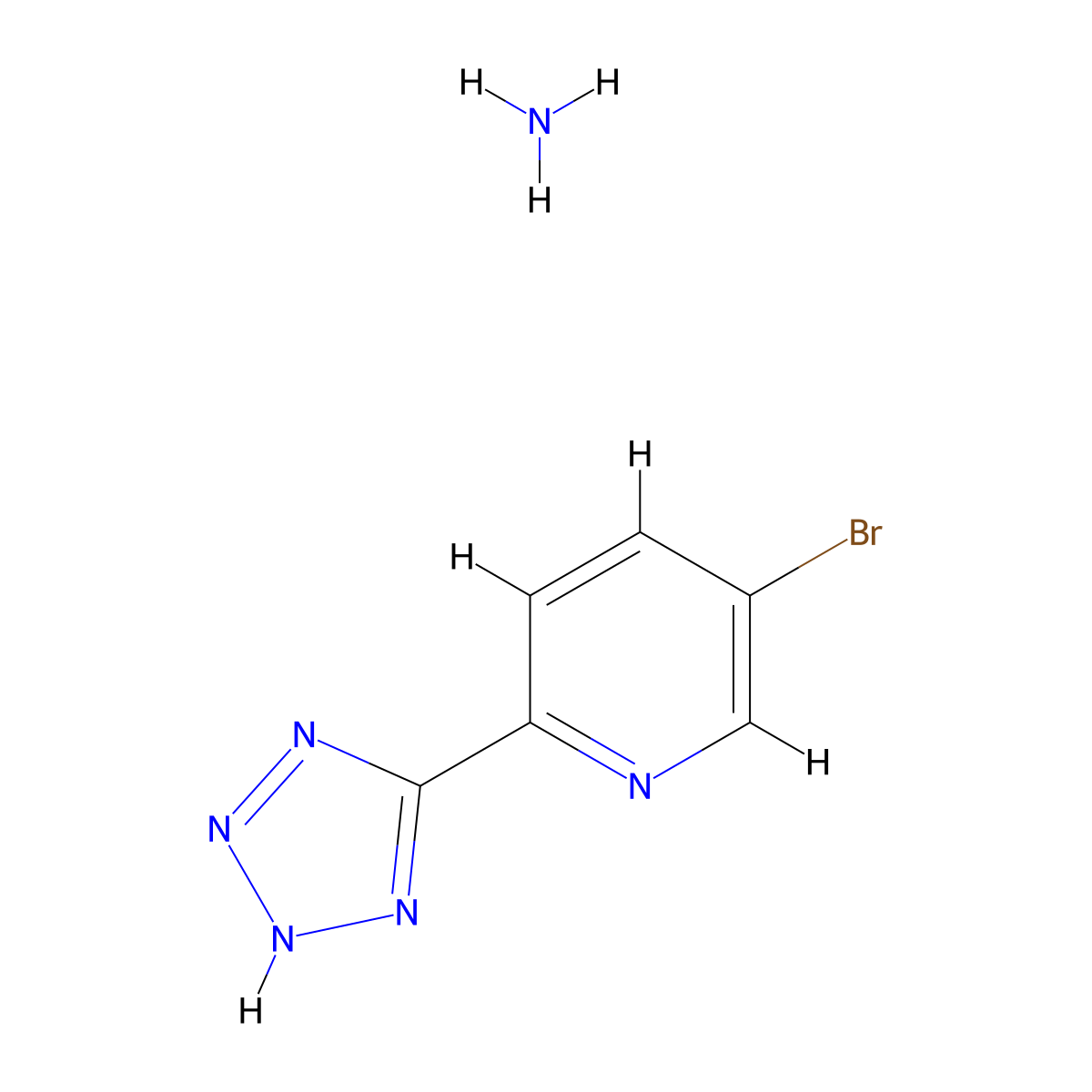 5-Bromo-2-(2H-tetrazol-5-YL)pyridine ammonia salt molecular structure, CAS 1374651-37-2