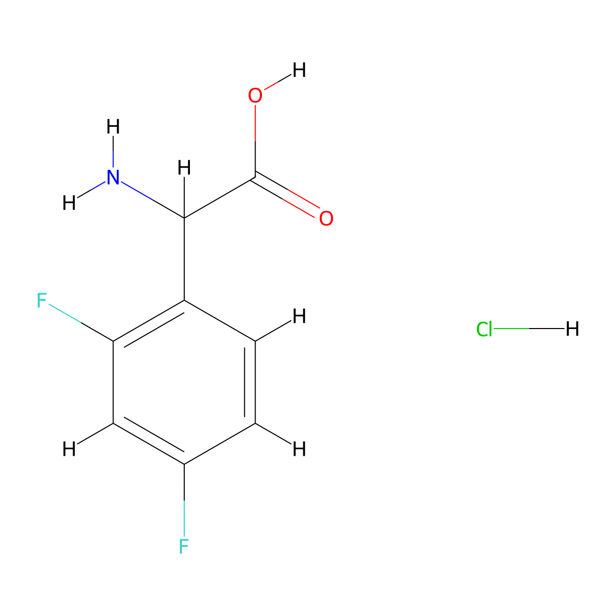 2,4-Difluoro-DL-phenylglycine hydrochloride molecular structure, CAS 1374651-47-4