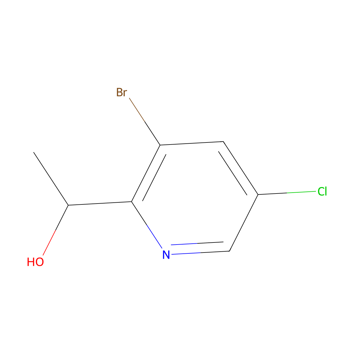 1-(3-Bromo-5-chloropyridin-2-YL)ethanol molecular structure, CAS 1374651-62-3