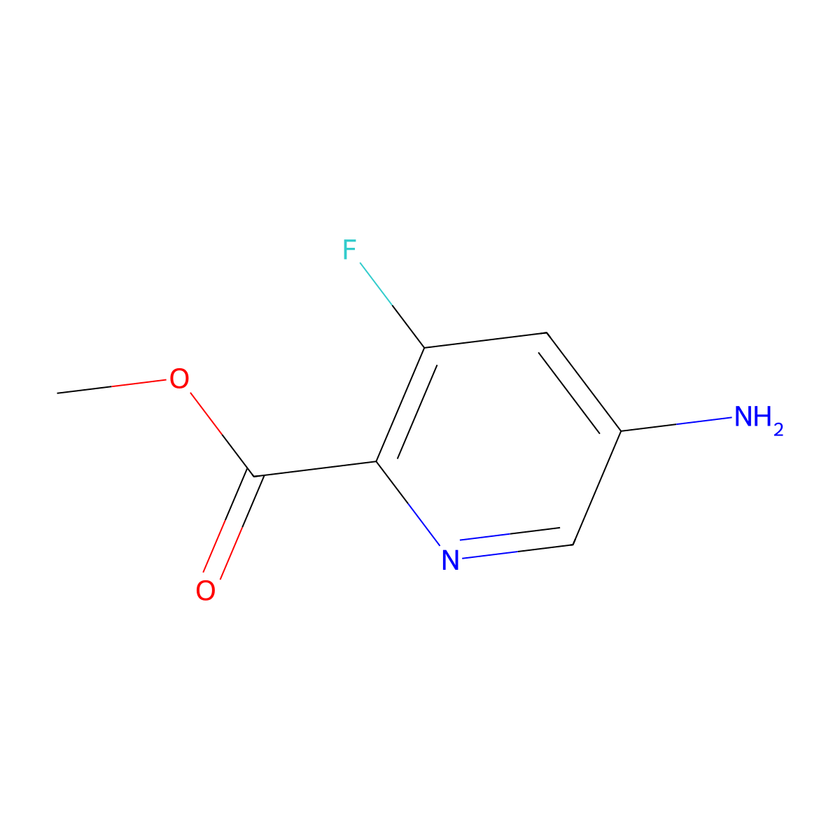 Methyl 5-amino-3-fluoropyridine-2-carboxylate molecular structure, CAS 1374652-08-0
