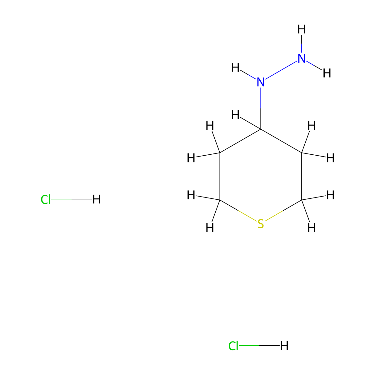 1-(tetrahydro-2H-thiopyran-4-yl)hydrazine dihydrochloride molecular structure, CAS 1374652-09-1