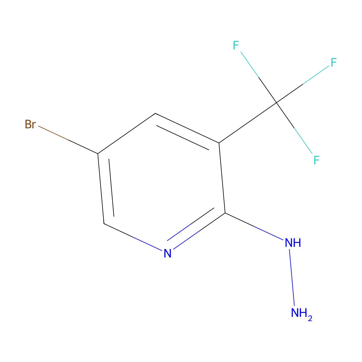 1-(5-Bromo-3-(trifluoromethyl)pyridin-2-YL)hydrazine molecular structure, CAS 1374652-48-8