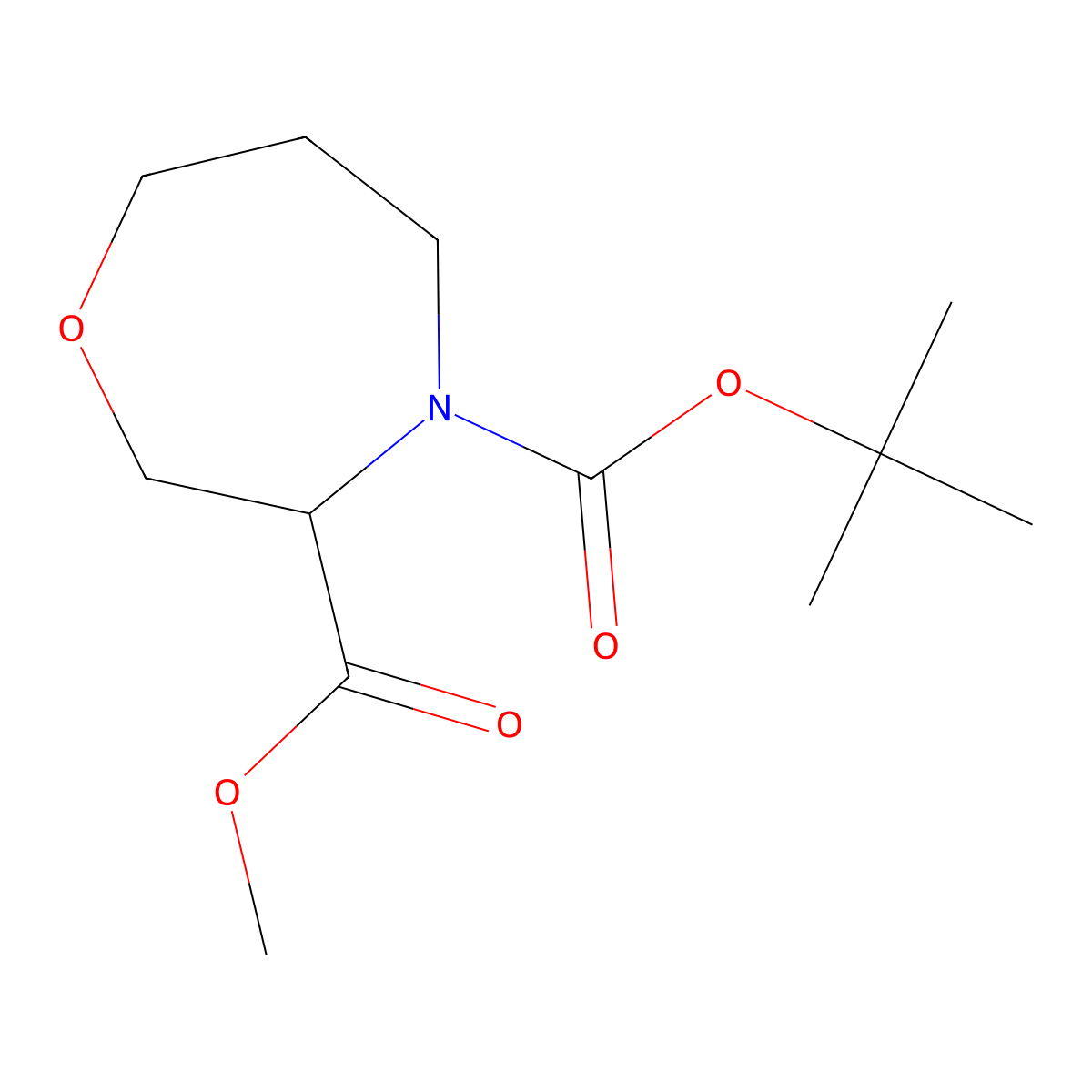4-(tert-Butyl) 3-methyl 1,4-oxazepane-3,4-dicarboxylate molecular structure, CAS 1374652-85-3