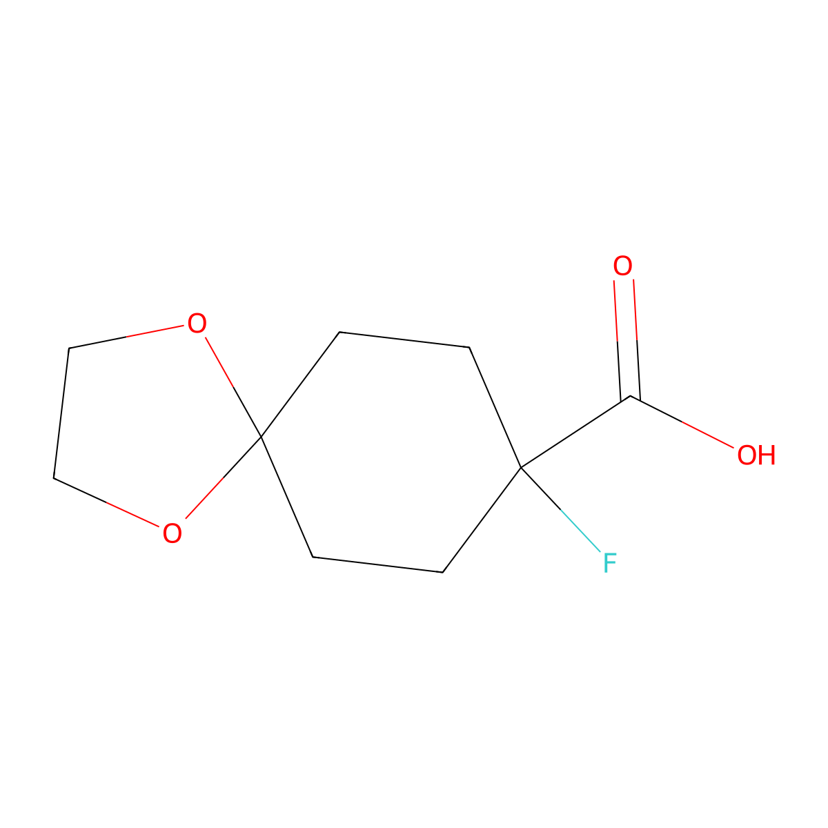 8-Fluoro-1,4-dioxaspiro[4.5]decane-8-carboxylic acid molecular structure, CAS 1374652-95-5