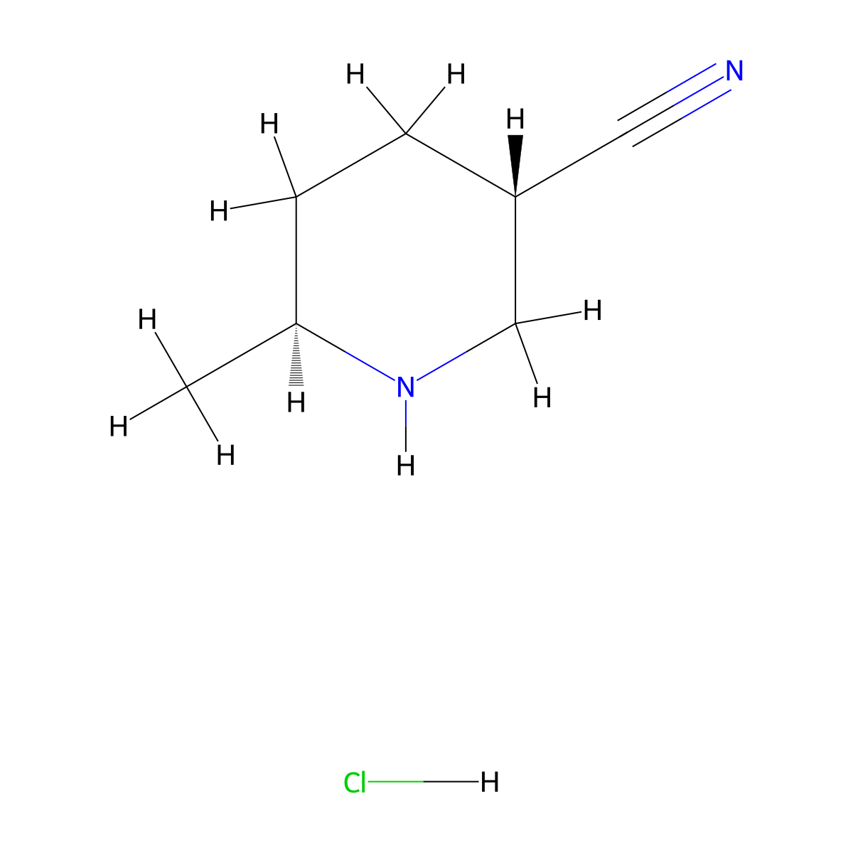 (3S,6S)-6-Methylpiperidine-3-carbonitrile hydrochloride molecular structure, CAS 1374653-08-3
