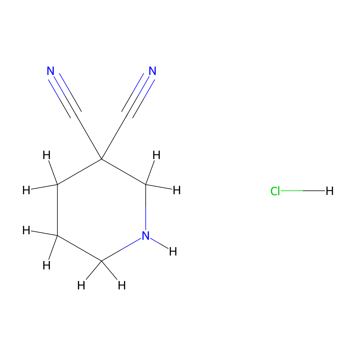Piperidine-3,3-dicarbonitrile hydrochloride molecular structure, CAS 1374653-23-2