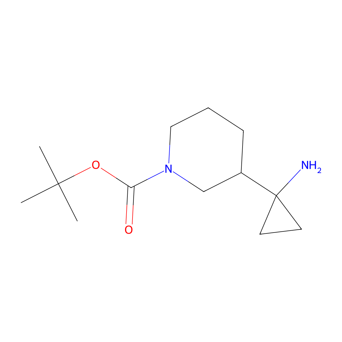 Tert-butyl 3-(1-aminocyclopropyl)piperidine-1-carboxylate molecular structure, CAS 1374653-38-9