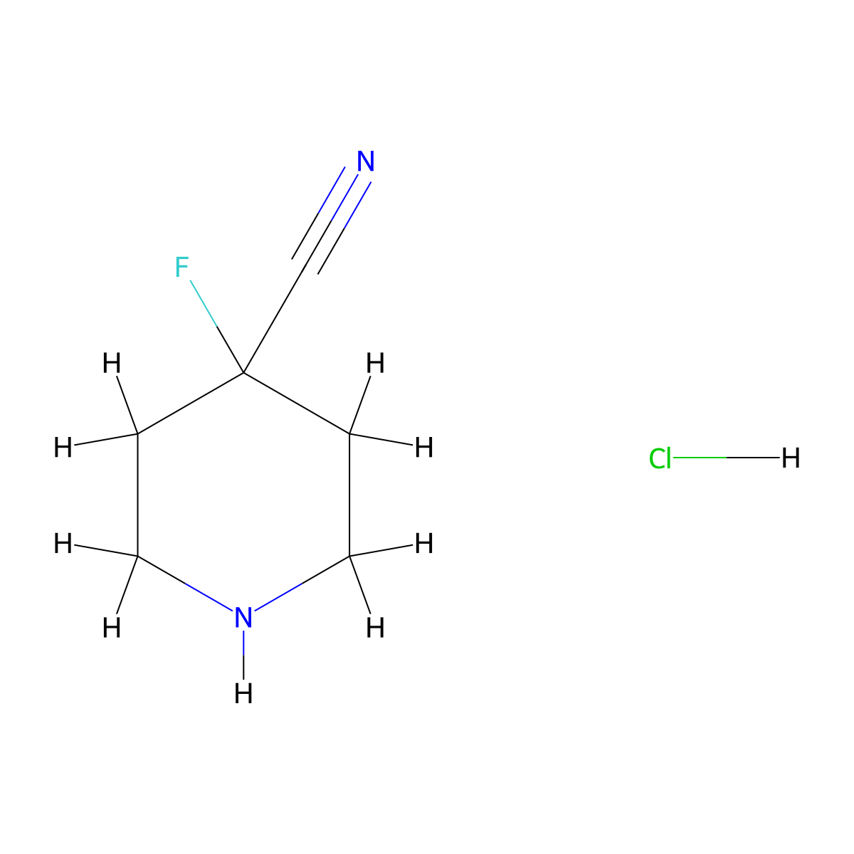 4-Fluoropiperidine-4-carbonitrile hydrochloride molecular structure, CAS 1374653-45-8