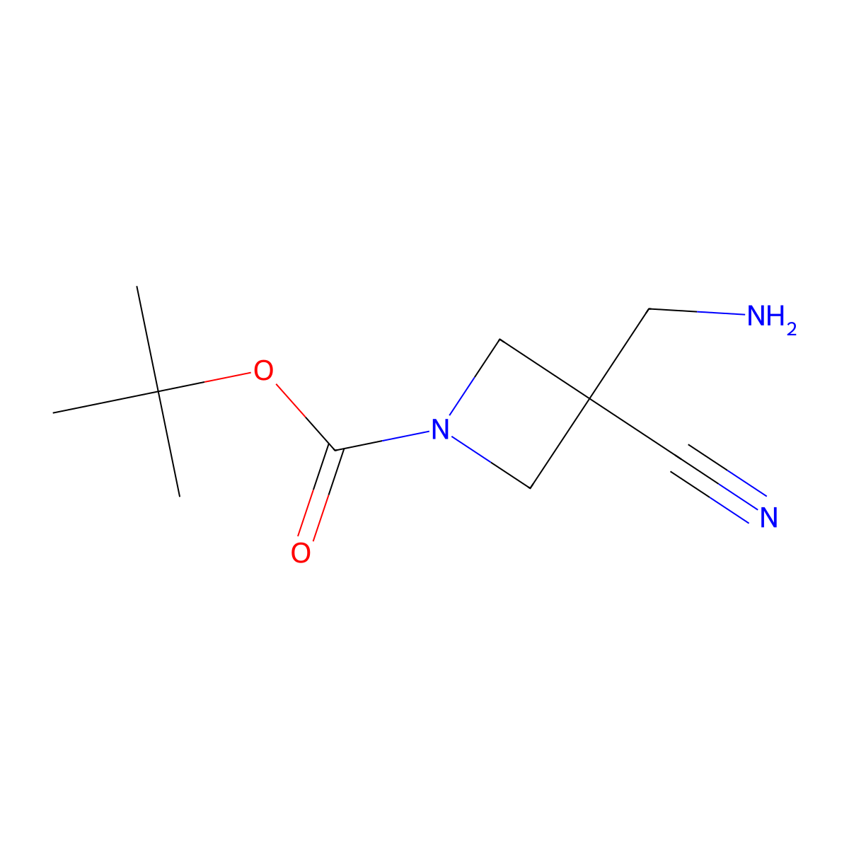 3-(Aminomethyl)-3-cyanoazetidine-1-carboxylate molecular structure, CAS 1374653-62-9