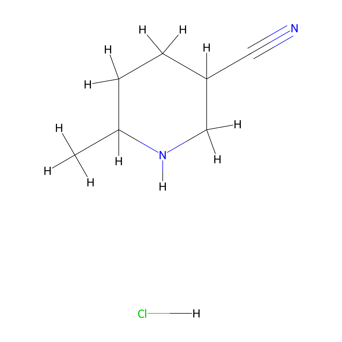 6-Methyl-3-piperidinecarbonitrile Hydrochloride molecular structure, CAS 1374653-70-9