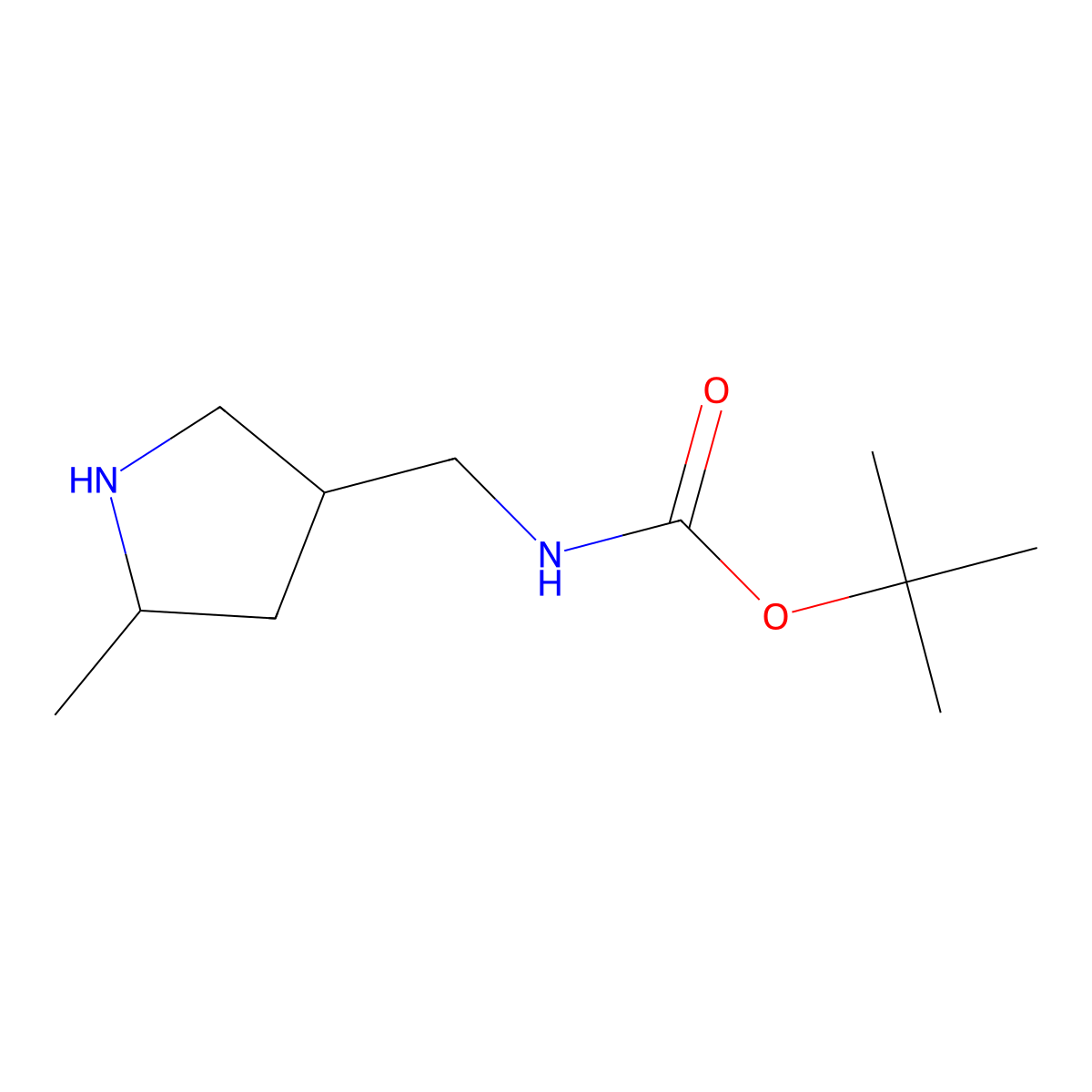 tert-butyl N-[(5-methylpyrrolidin-3-yl)methyl]carbamate molecular structure, CAS 1374653-91-4