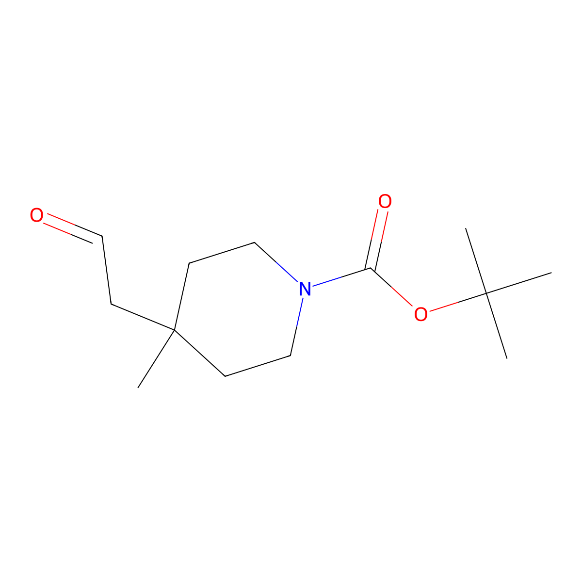 1-Piperidinecarboxylic acid, 4-methyl-4-(2-oxoethyl)-, 1,1-dimethylethyl ester molecular structure, CAS 1374653-92-5