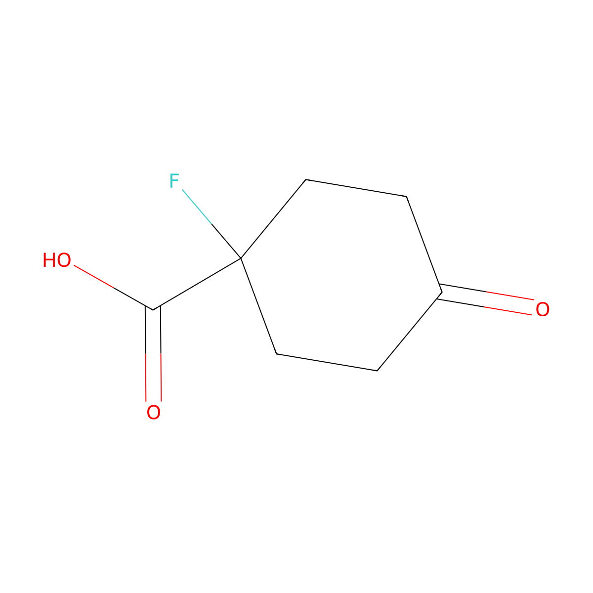 1-Fluoro-4-oxo-cyclohexanecarboxylic acid molecular structure, CAS 1374653-98-1