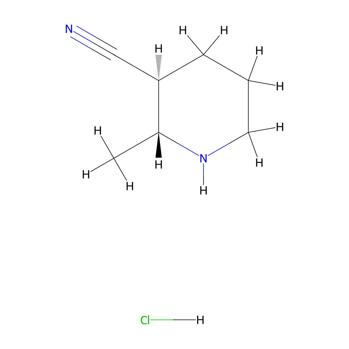(2R,3S)-2-methylpiperidine-3-carbonitrile hydrochloride molecular structure, CAS 1374654-17-7