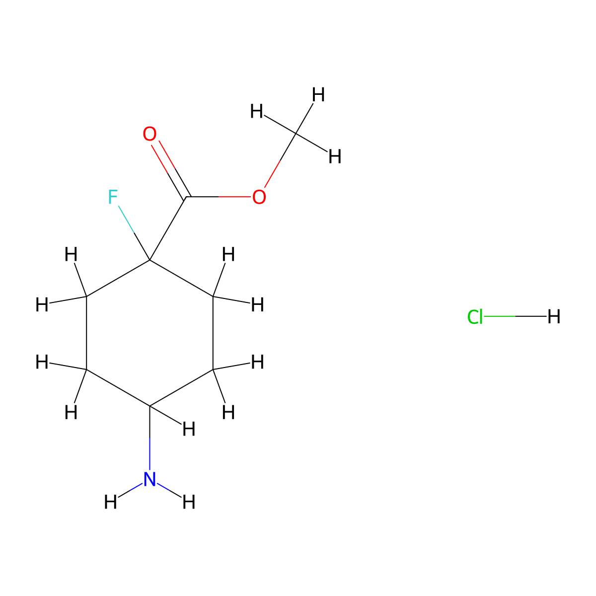 Methyl 4-amino-1-fluoro-cyclohexanecarboxylate;hydrochloride molecular structure, CAS 1374654-48-4
