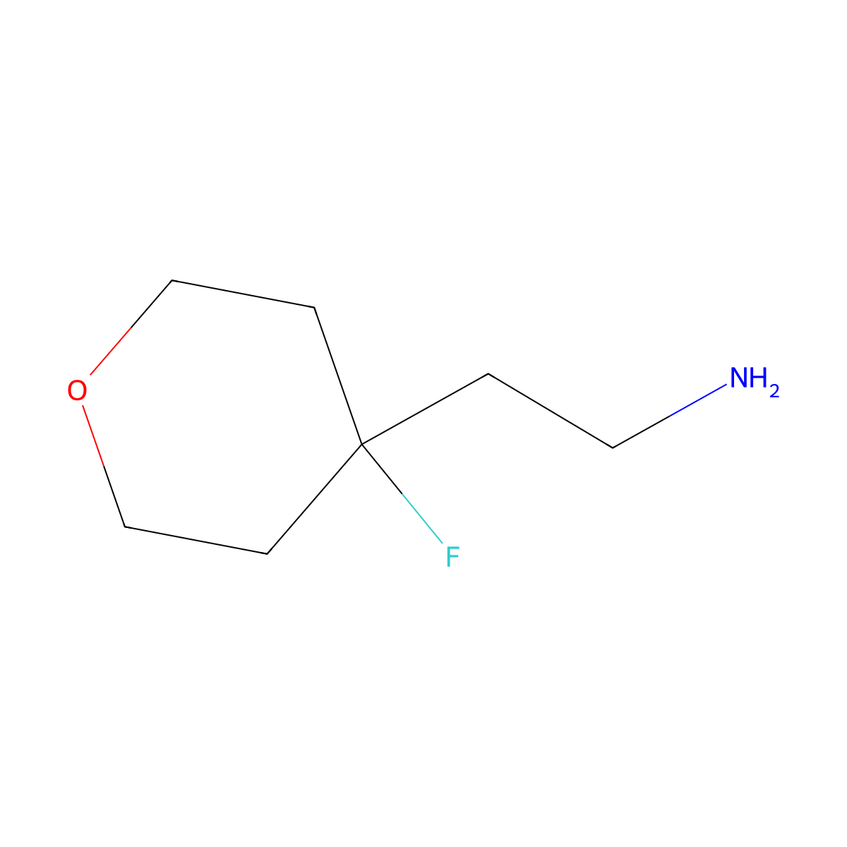 2-(4-Fluorotetrahydro-2H-pyran-4-yl)ethan-1-amine molecular structure, CAS 1374654-54-2